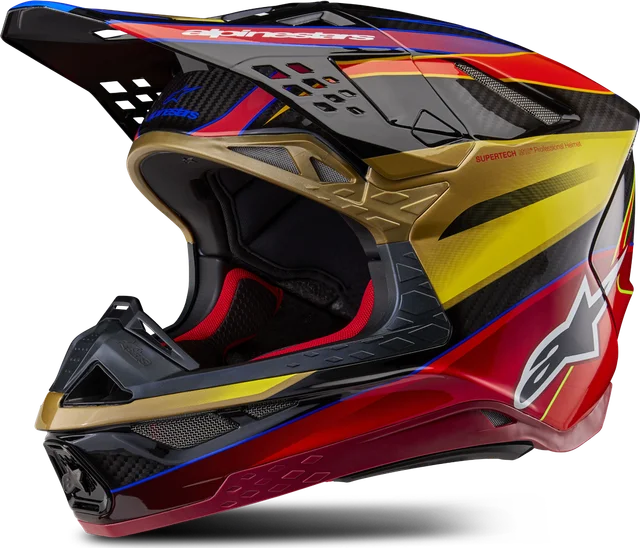 Alpinestars Supertech M10 Era MX Helmet, Gold Yellow Red Glossy