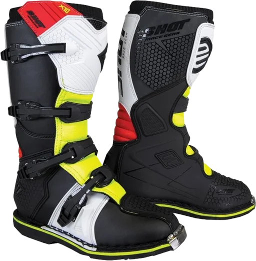 Shot X10 2.0 MX Boots - Black/Red/White/Yellow
