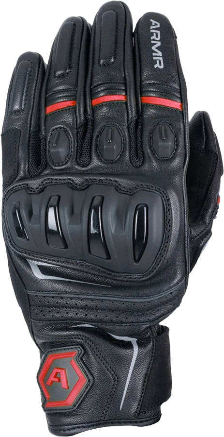 ARMR Raiden 3.0 Leather Gloves - Black/Red