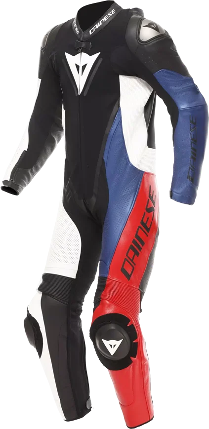 Dainese Demon Sprint Leather 1Pce Perf. Suit - Black/White/Red/B