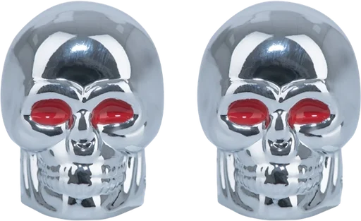 Oxford Valve Caps Skull Pair - Silver