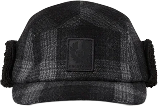 Belstaff Trail Wool Hat - Check Multi Grey