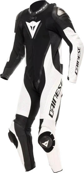 Dainese Demon Sprint Leather 1Pce Perf. Suit - Black/White