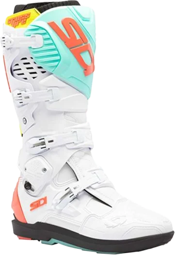 Sidi Crossfire 3 SRS CE Boots - White/Fluo Mint/Fluo Coral, Mint