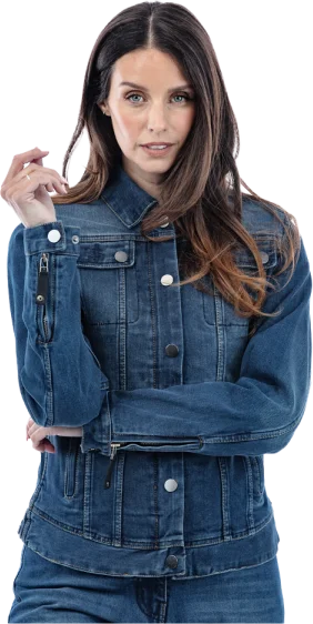 Spada Tura Trucker CE Ladies Jacket - Washed Blue, Blue
