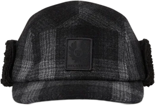 Belstaff Trail Wool Hat - Check Multi Grey, Black