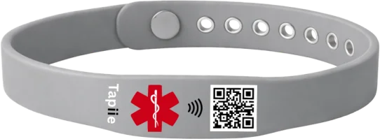 Tapiie WristBit Smart Medical ID Bracelet, Grey
